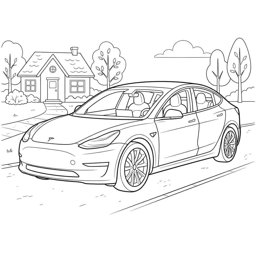 Dibujo para Colorear Tesla Model 3