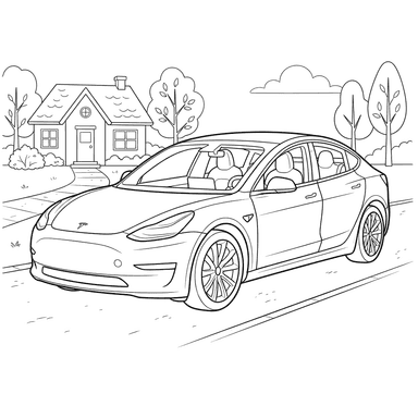 Coloriage Voiture Tesla Model 3