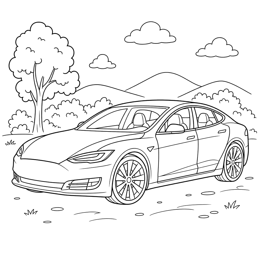 Dibujo para colorear de Tesla Model S