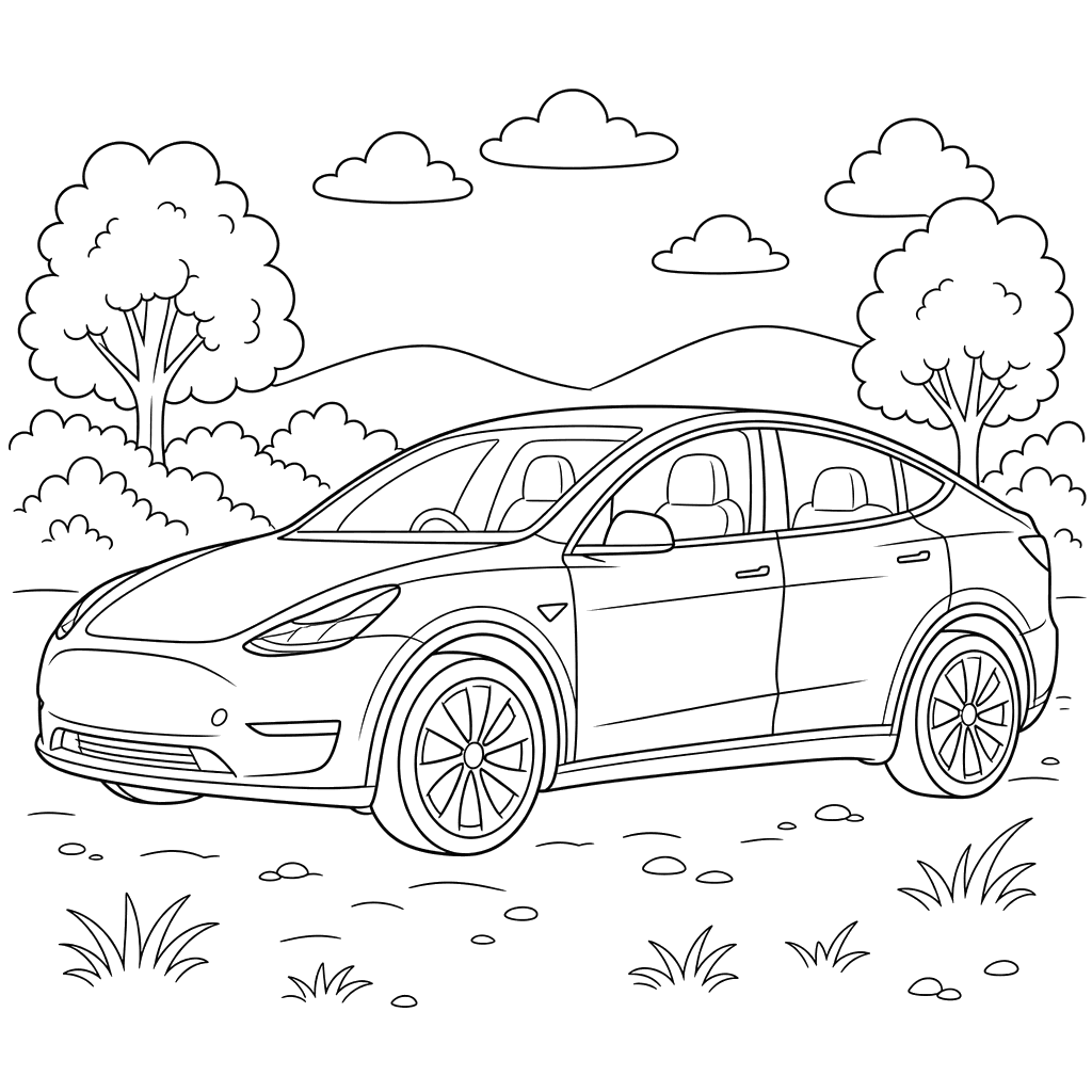 Dibujo para colorear Tesla Model Y