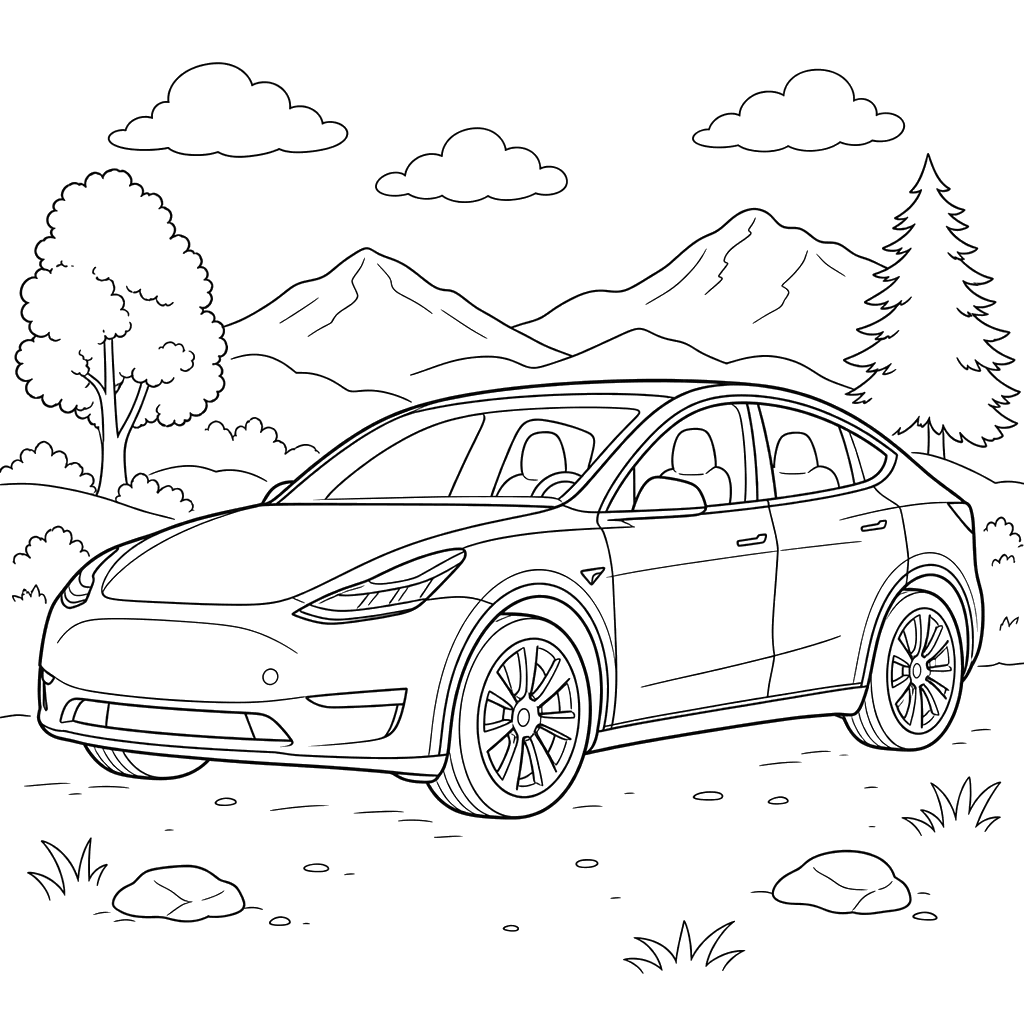 Coloriage Tesla Model Y