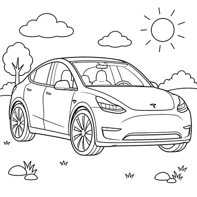 Desenho para colorir Tesla Model Y primeira reestilização