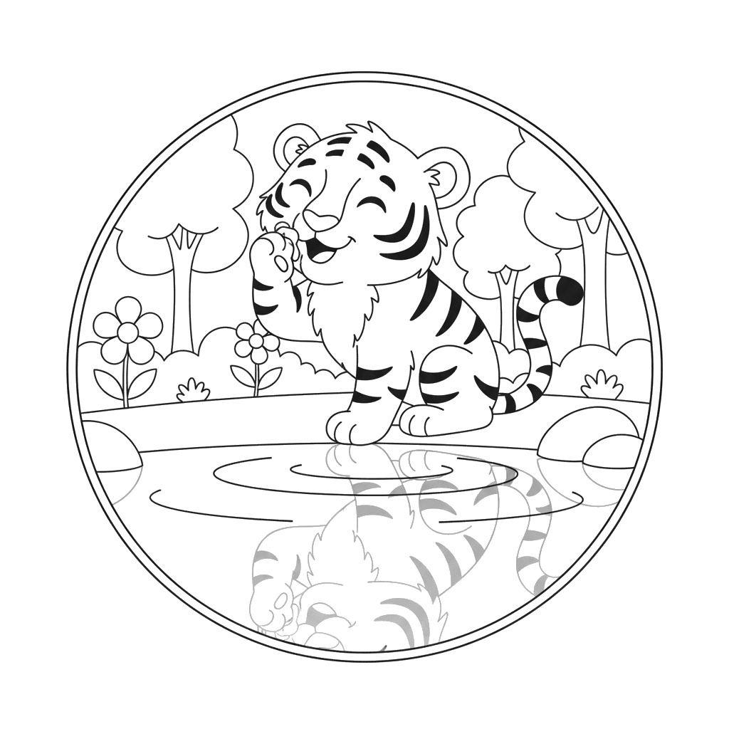Tiger am See Ausmalbild