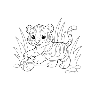 Coloriage Tigreton Jouant