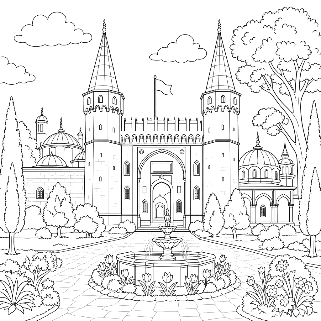 Desenho do Palácio de Topkapi para Colorir