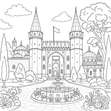 Coloriage du Palais de Topkapi en Turquie