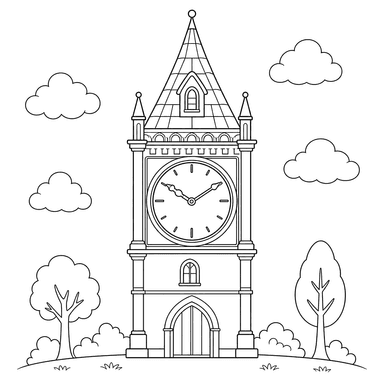Dibujo de Reloj de la Torre para colorear