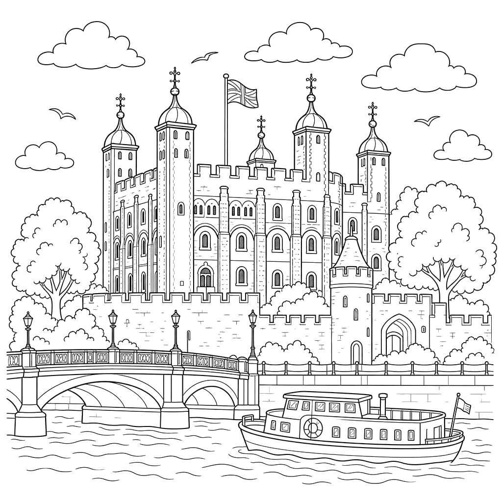 Desenho para colorir da Torre de Londres