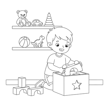 Coloriage: Rangement de Jouets