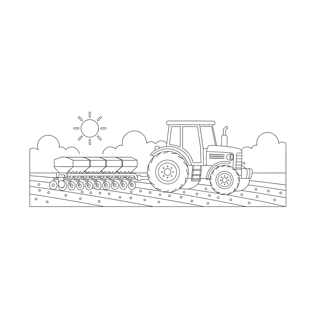 Traktor sät Getreide Ausmalbild