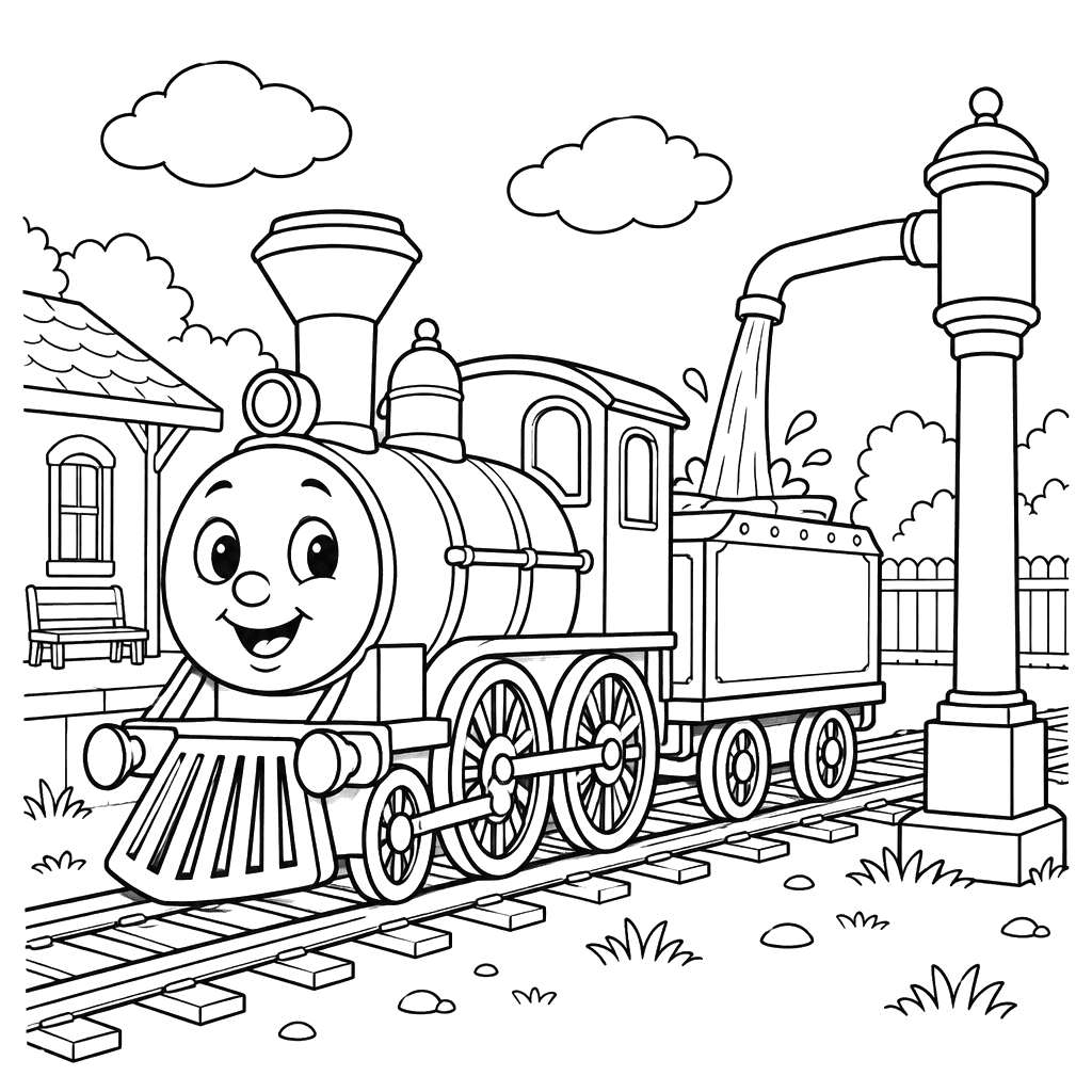 Petit train à la pompe à eau