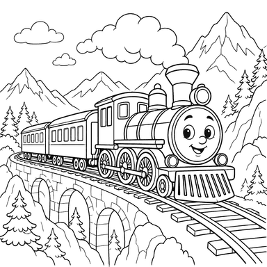 Toy Train on a Mountain Road