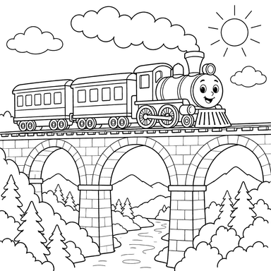 Train on a High Bridge