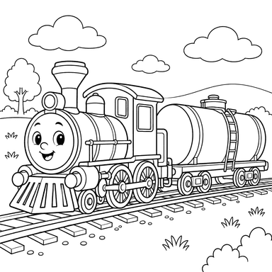 Train with Tank Car Coloring Page