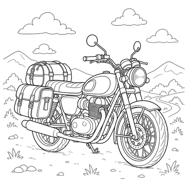 Desenho de Moto de Viagem para Colorir
