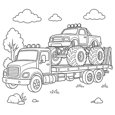 Camion transportant un Monster Truck