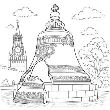 Dibujo para colorear de la Campana del Zar en el Kremlin