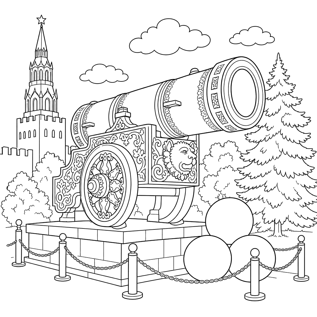 Zarenkanone in Moskau Ausmalbild