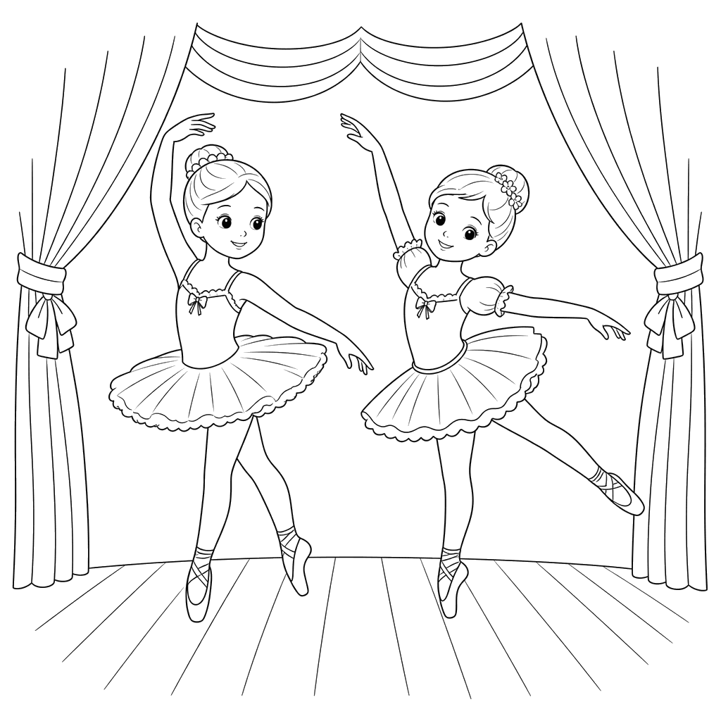 Duas bailarinas dançando no palco
