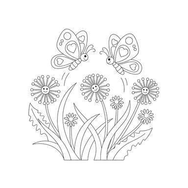 Dibujo para colorear: Dos mariposas jugando