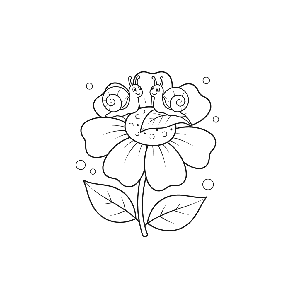 Two Snails on a Flower Coloring Page
