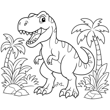 Tyrannosaurus im Dschungel — Ausmalbild