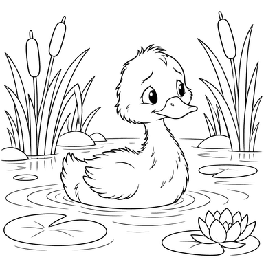 Le Vilain Petit Canard nageant dans l'étang