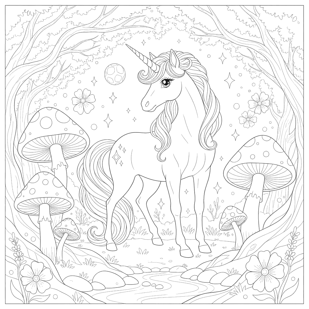 Unicorn in a Magical Forest