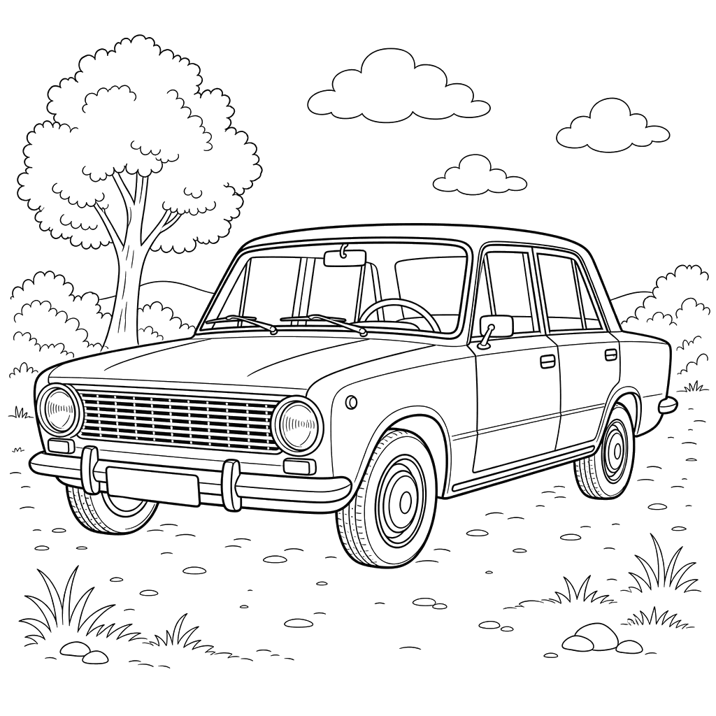 Desenho para colorir de carro clássico VAZ-2101