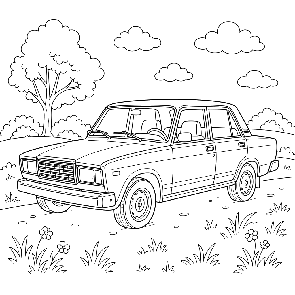 Desenho para colorir de carro VAZ-2107