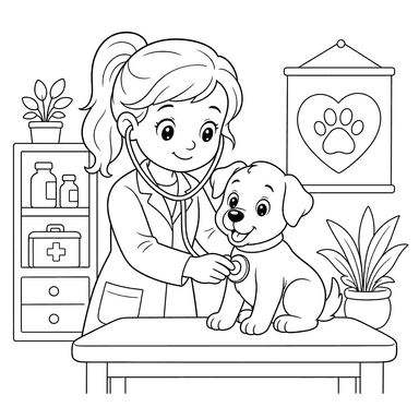 Veterinarian Caring for a Dog