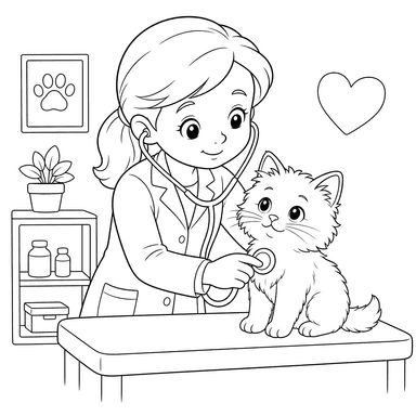 Veterinário examinando um gatinho fofo