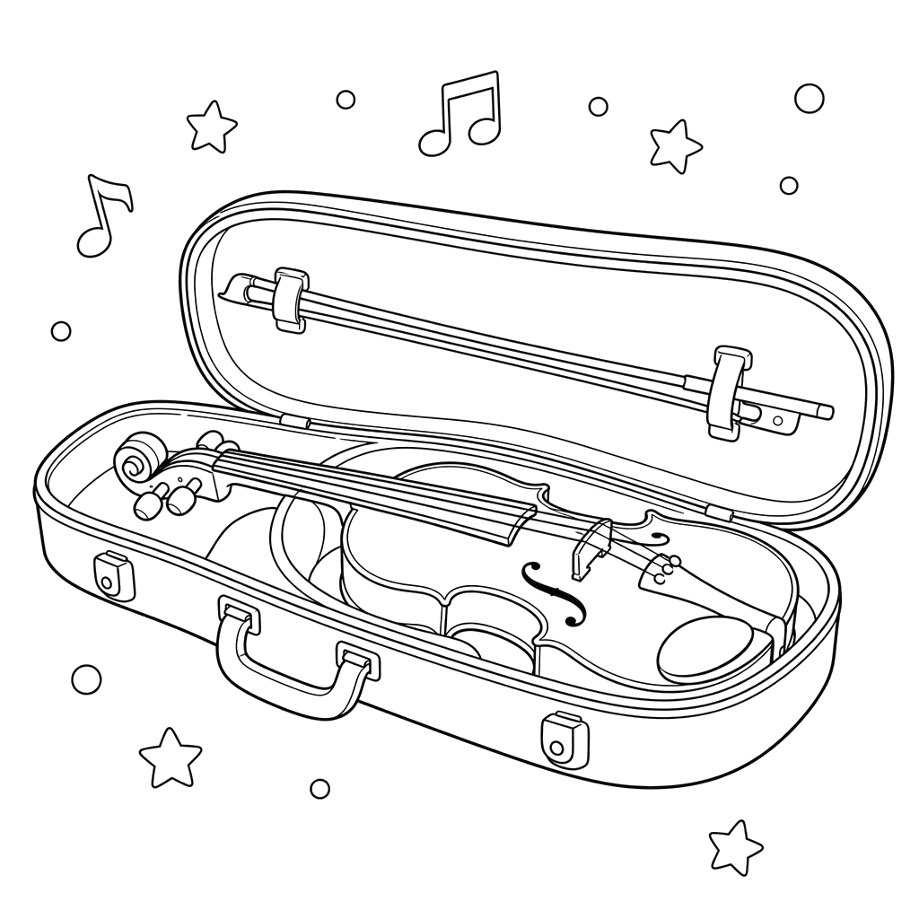 Violin in Case Coloring Page