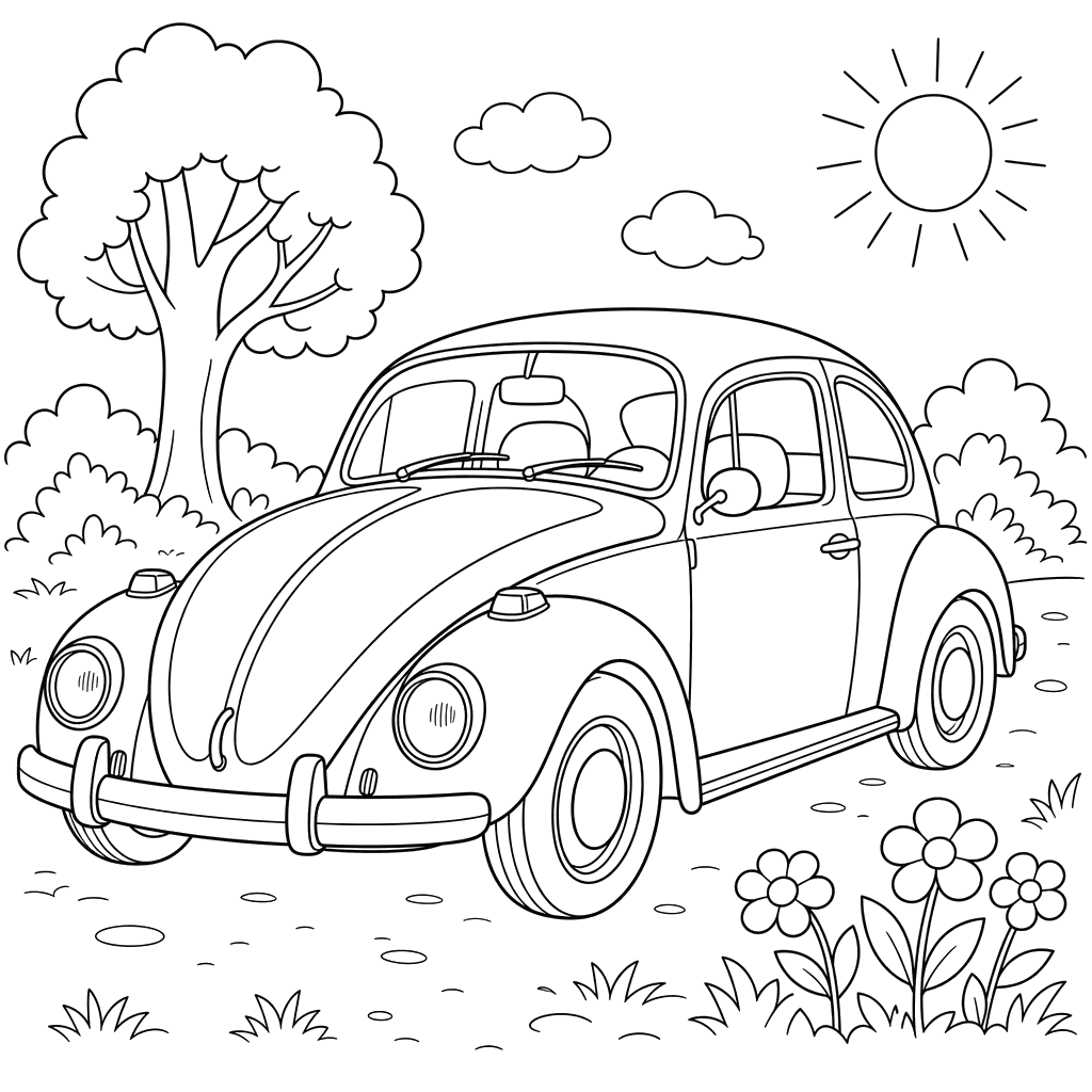 Desenho de Fusca para colorir