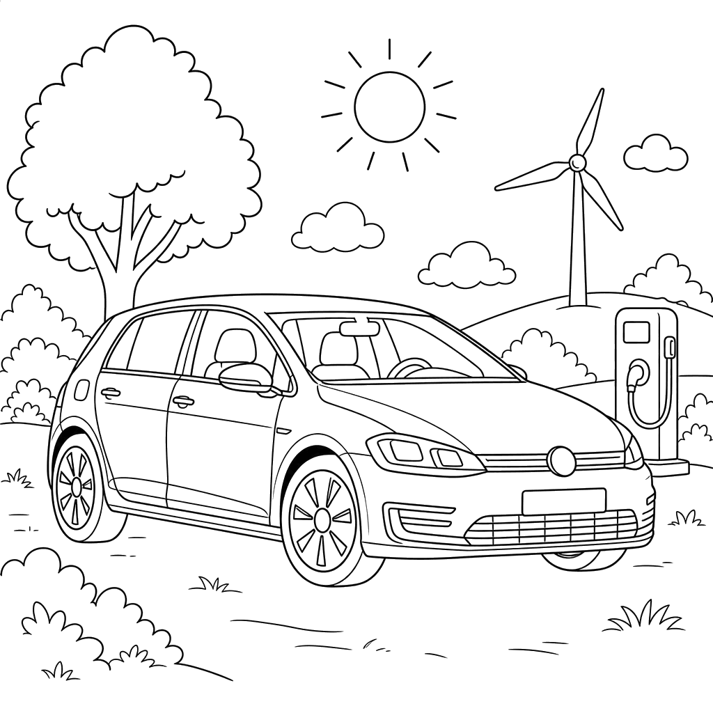 Desenho do Volkswagen e-Golf para Colorir