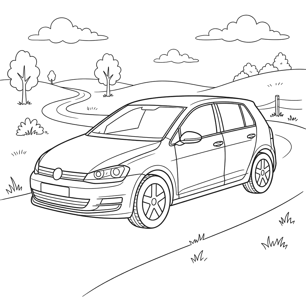 Dibujo para colorear de Volkswagen Golf para niños