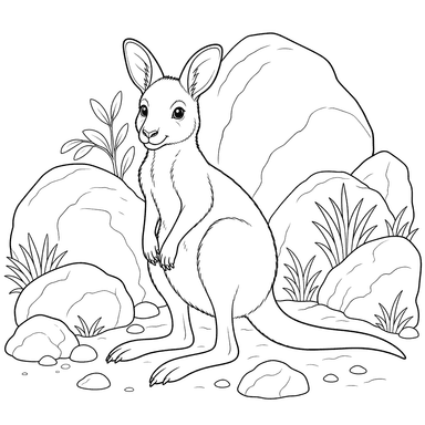 Wallaby parmi les rochers