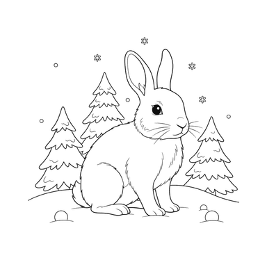 Coloriage Lapin Blanc dans la Neige