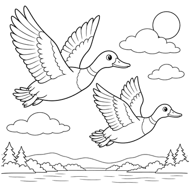 Wild Ducks Flying in the Sky