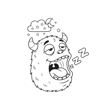 Coloriage Monstre Cornu qui Bâille