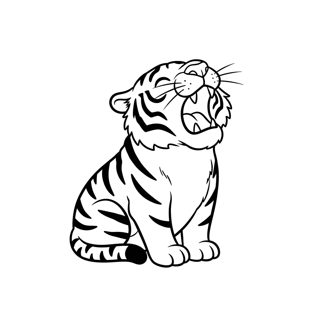 Gähnender Tiger Ausmalbild