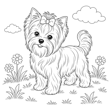 Desenho para colorir: Yorkshire Terrier na grama