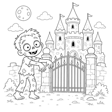 Zombie amigable en el castillo