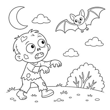 Freundlicher Zombie und Fledermaus