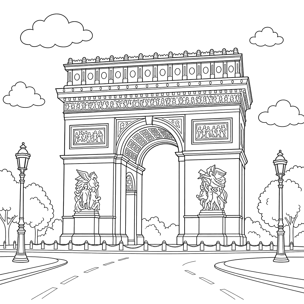 Dibujo para colorear del Arco de Triunfo