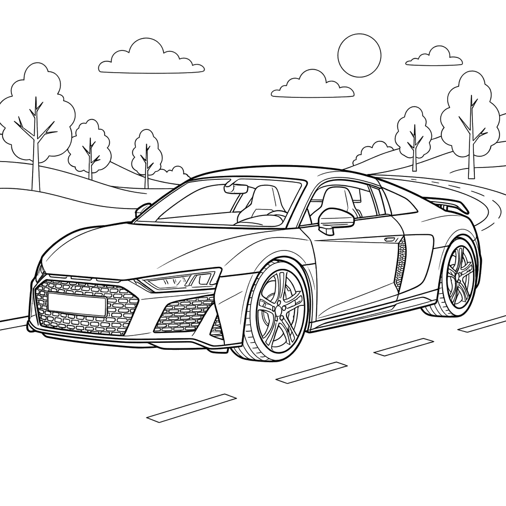 Coloriage Audi R8 Voiture de Sport pour Enfants