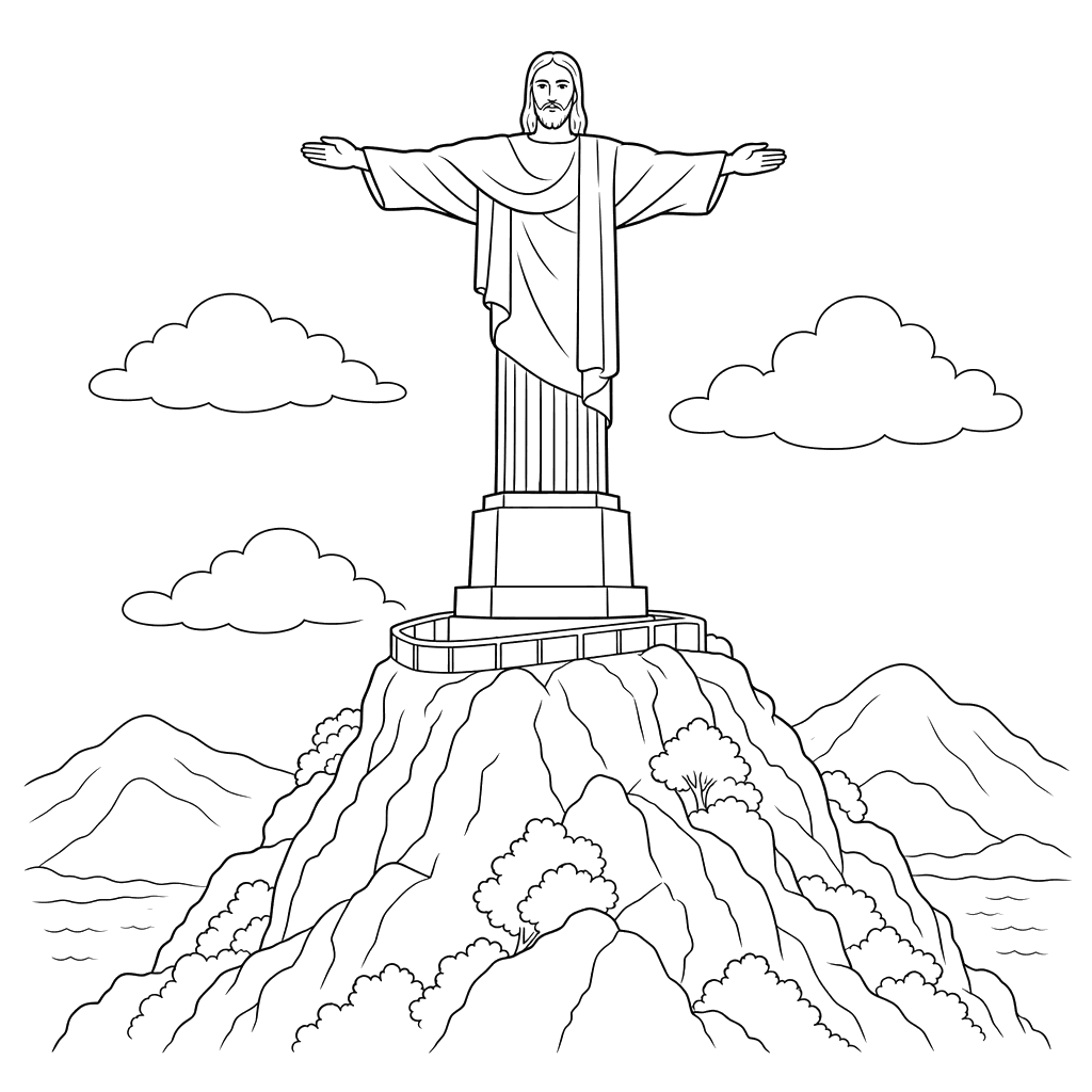 Dibujo para colorear del Cristo Redentor
