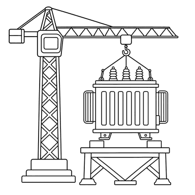 Desenho para colorir: guindaste levanta transformador