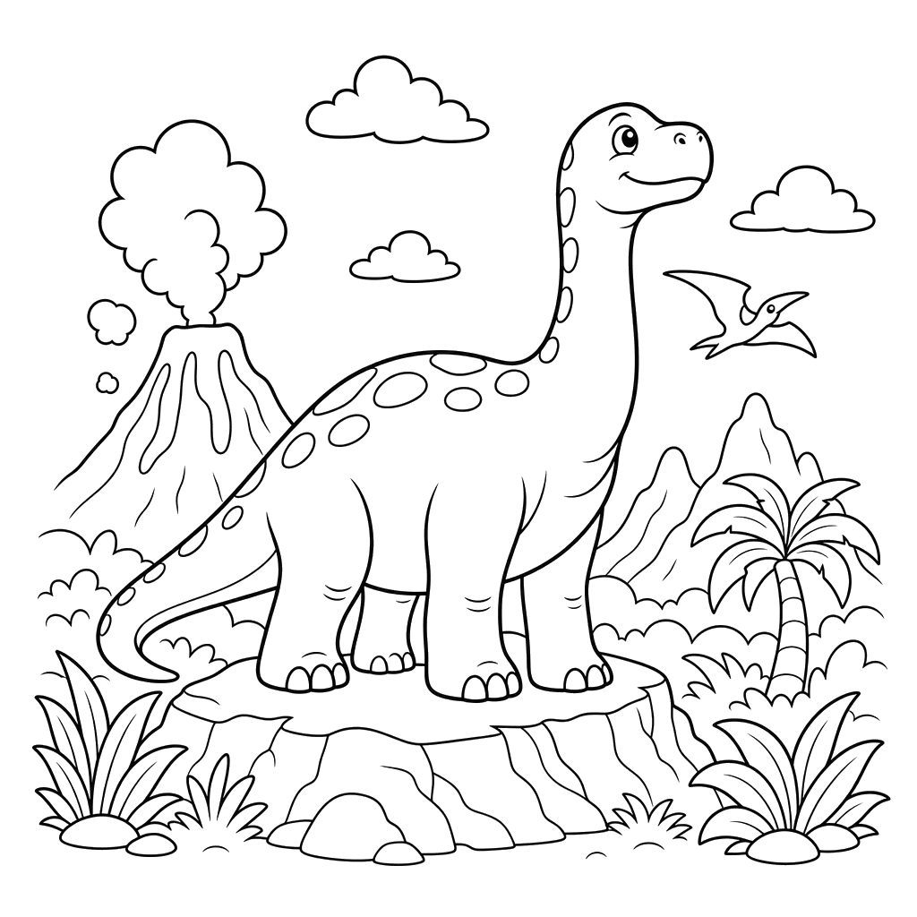Dinosaurier schaut in die Ferne — Ausmalbild