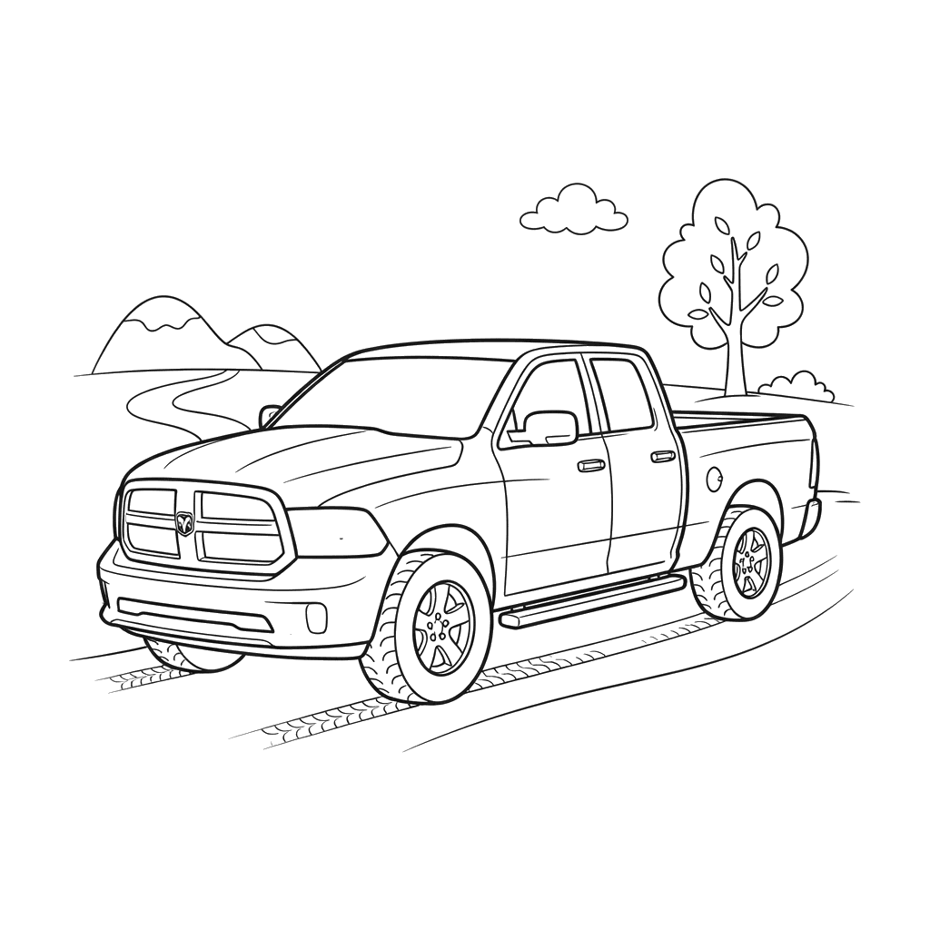 Dodge Ram 1500 Truck Coloring Page for Kids